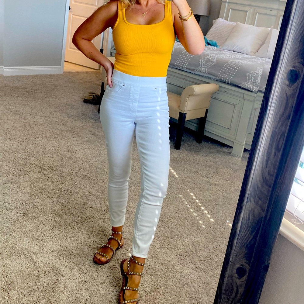 Spanx distressed skinny jeans
